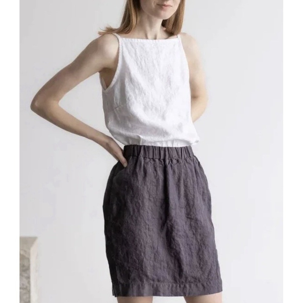 Old Linen Mill Women's Linen Summer Tank Top S/M White